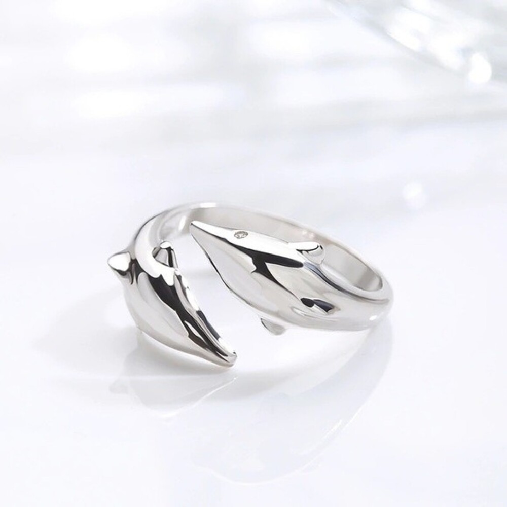 Sterling s925 silver Dolphin Wrap Ring Adjustable - Picture 2 of 4